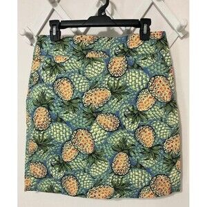 Talbots Women’s Size 8 Pencil Skirt Pineapple Tropical Resort Style Zip Pockets